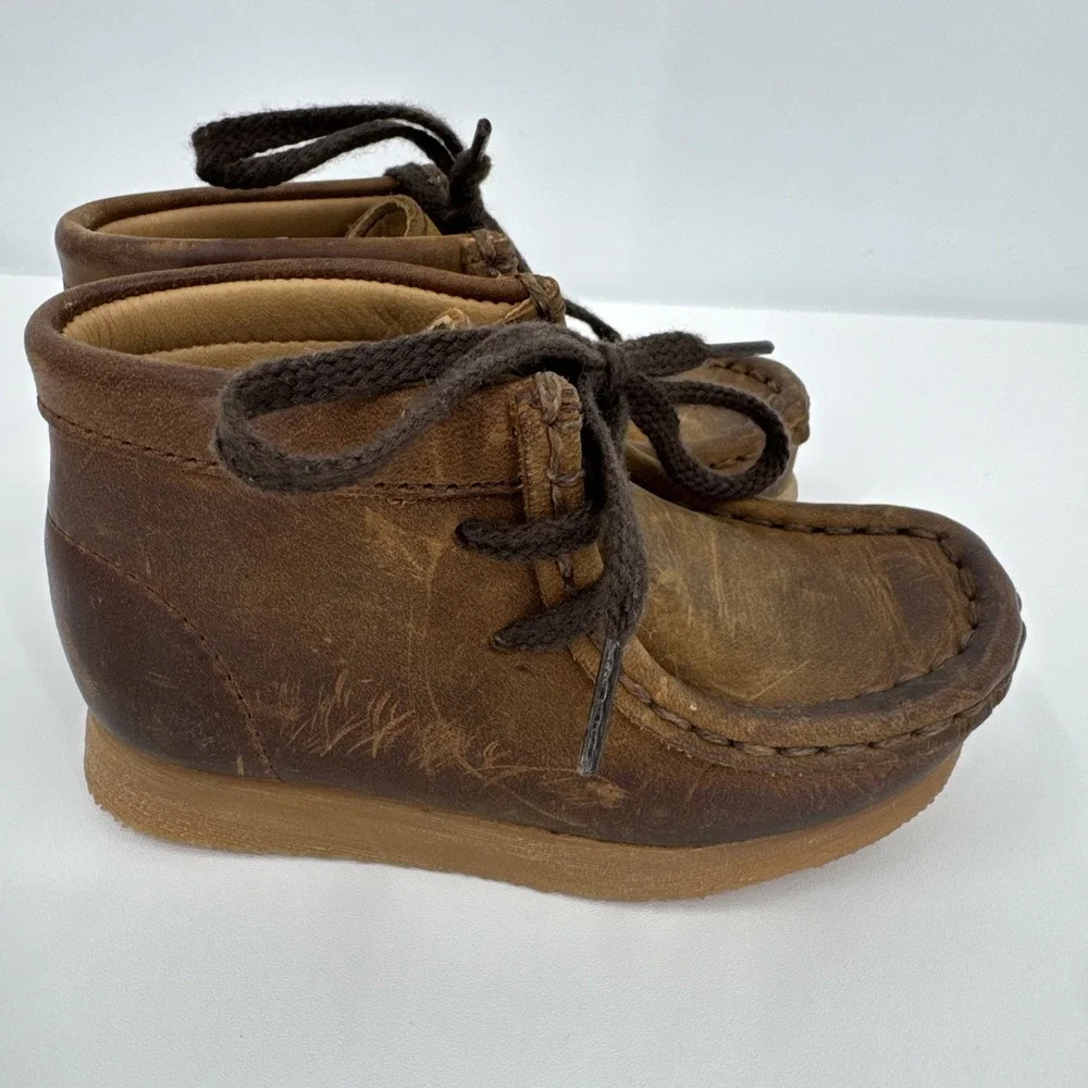 Clarks Originals Wallabee Boot Beeswax‎ Kids Sz 5.5w Brown Leather